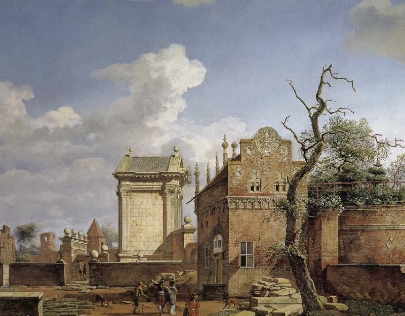 Jan van der Heyden Construction of the Arc de Triomphe oil painting image